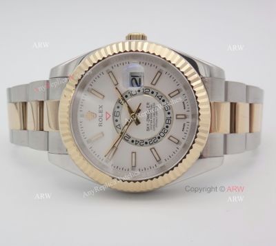 Rolex Oyster Perpetual Sky Dweller Replica Watch - 2-Tone White 42mm